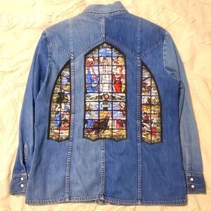 Levi's Vintage Block Western Pearl Snap Denim Shirt + Paris Church Patchwork